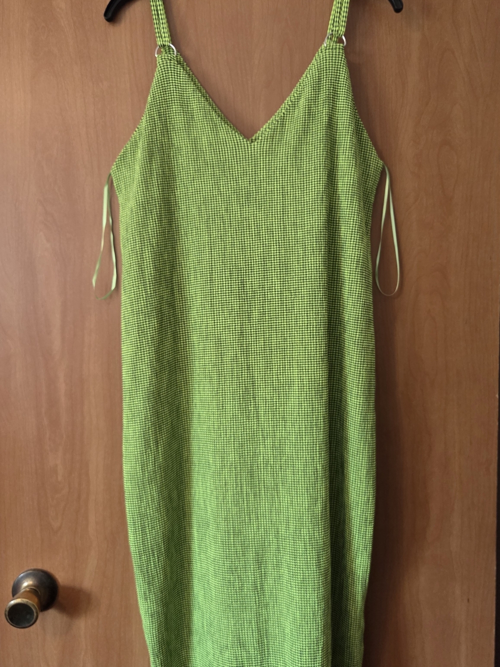 ZARA Lime Textured Midi Slip Dress Size M Summer A-Line Loose Fit Beach